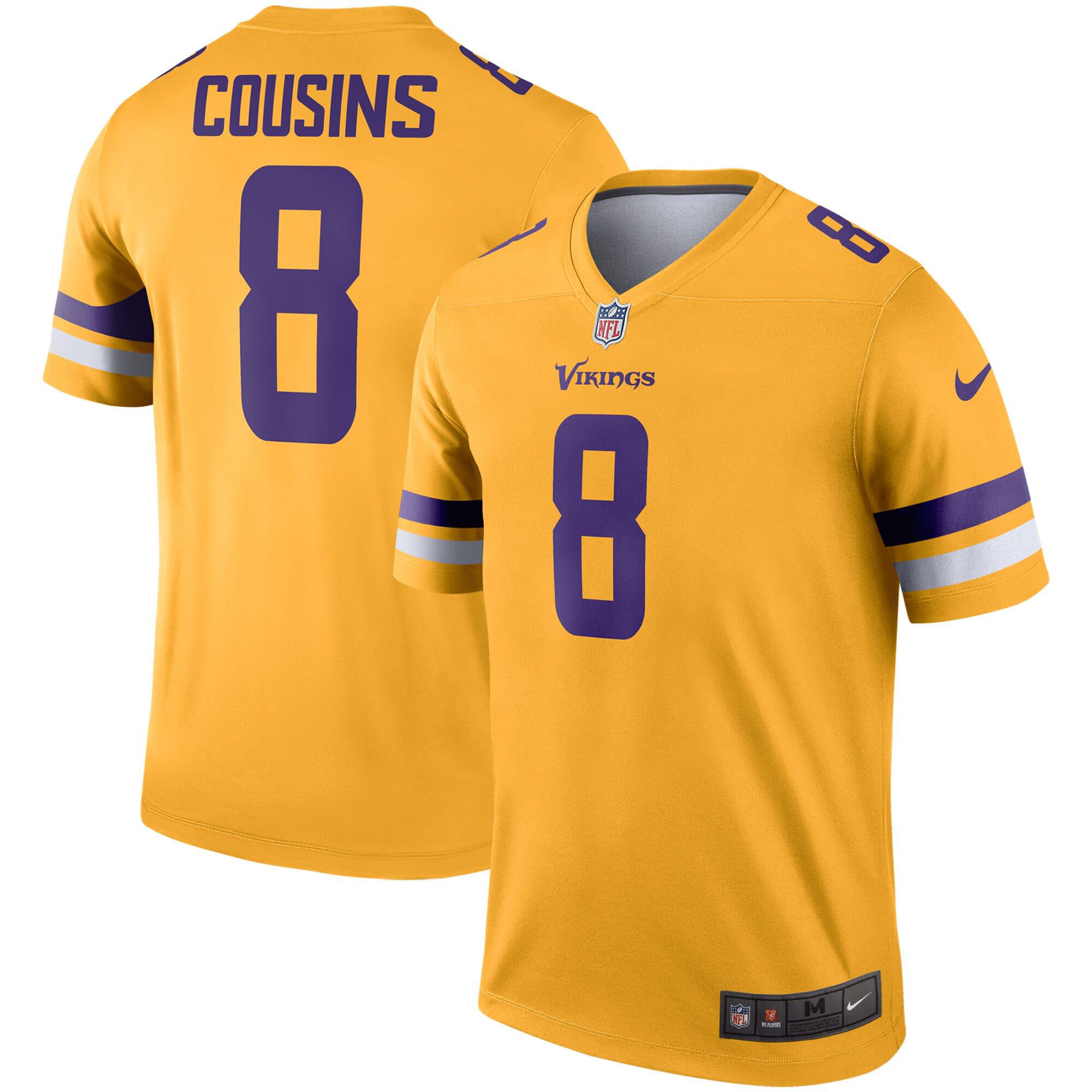 Men Minnesota Vikings 8 Kirk Cousins Nike Gold Inverted Legend NFL Jersey